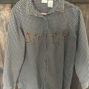 Bobbie Brooks Black and White Checkered Button Down Shirt